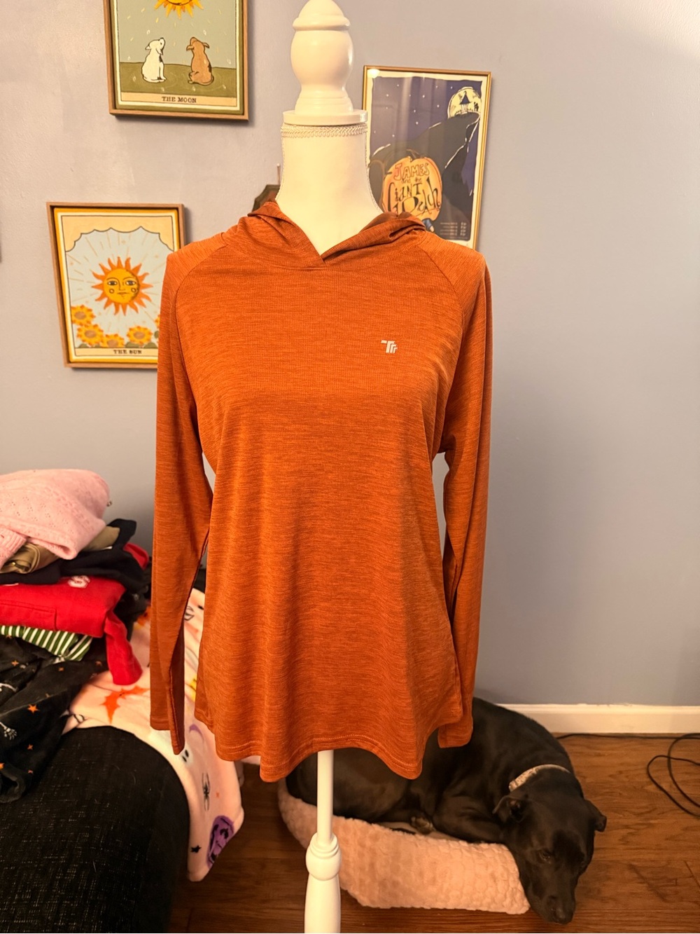 Women’s Lightweight Hooded Long-Sleeve Top - Rust Orange